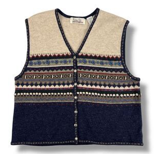 Vintage Ashley Hill 100% Shetland Wool Sweater Vest Size Extra Large